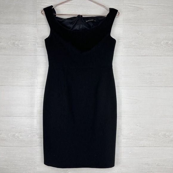 Black Halo Claire Off the Shoulder Sheath Dress Women Size 8 Knee Length Lined - Picture 2 of 16